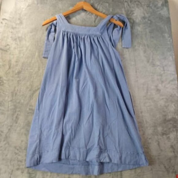FP Beach Blue Tie Shoulder Dress S Soft 100% Cotton Boho Cottagecore Sundress‎ - Picture 4 of 10